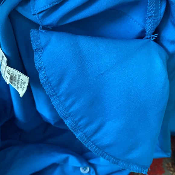 Vintage Christian Dior Pleated Detail Silky Button Down Blouse Blue Size Small 4 - Picture 14 of 14